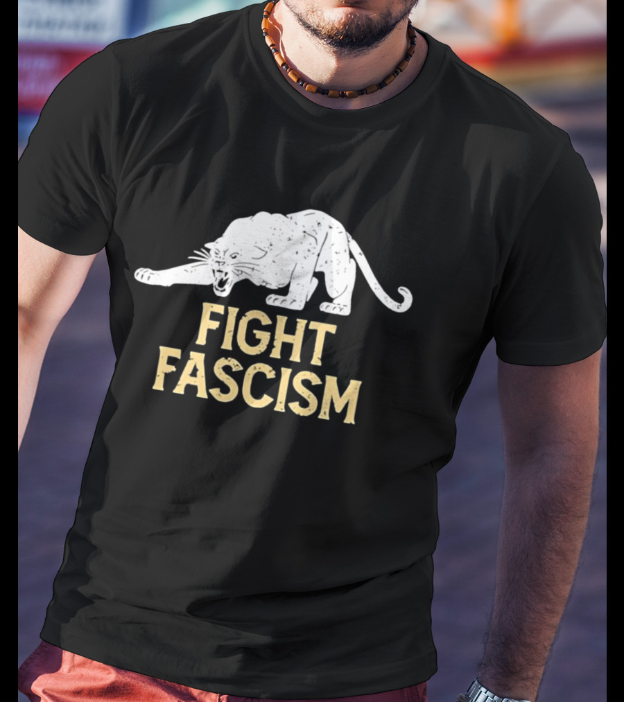 Distressed Fight Fascism Panther Anti Fascist T-Shirt
