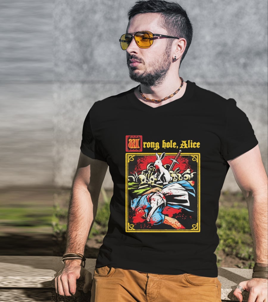 Wrong Hole Alice Killer Rabbit Dark Fantasy T-Shirt
