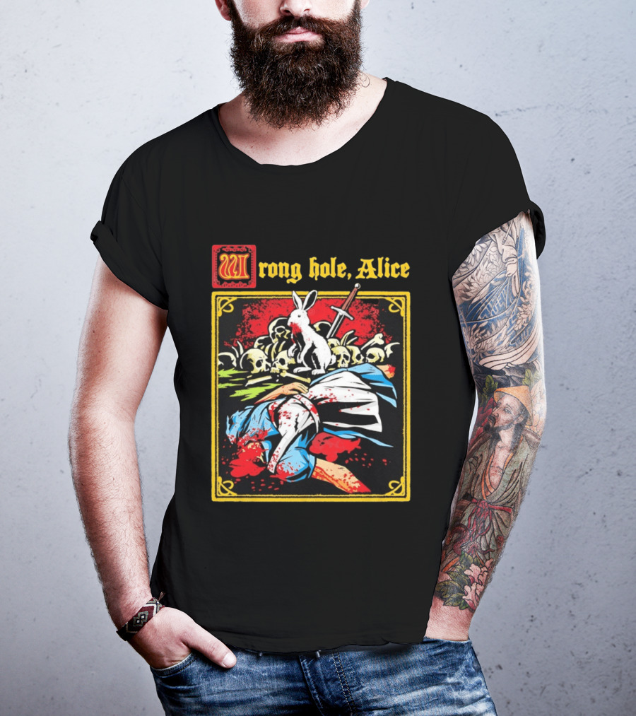 Wrong Hole Alice Killer Rabbit Dark Fantasy T-Shirt