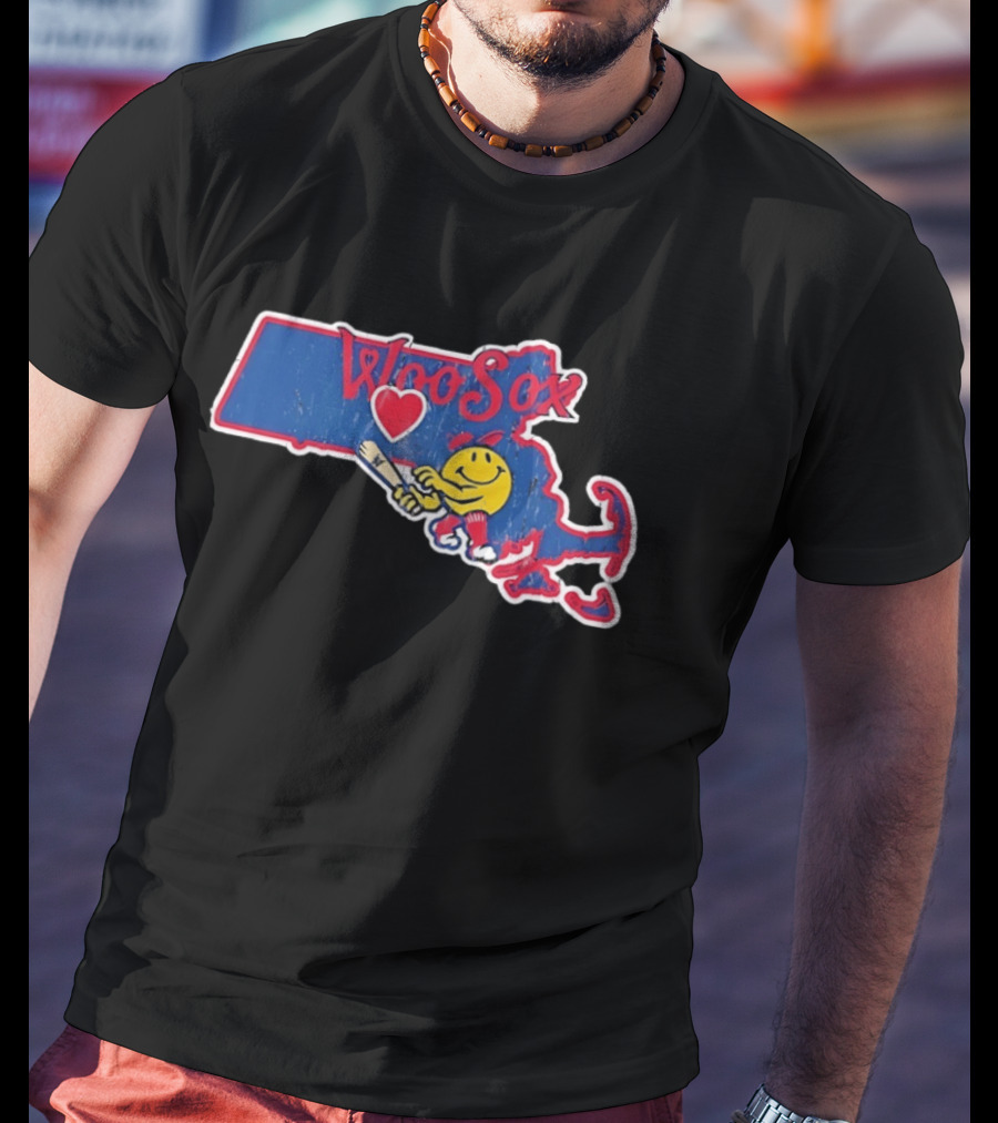 WooSox Massachusetts Heart Baseball Distressed T-Shirt