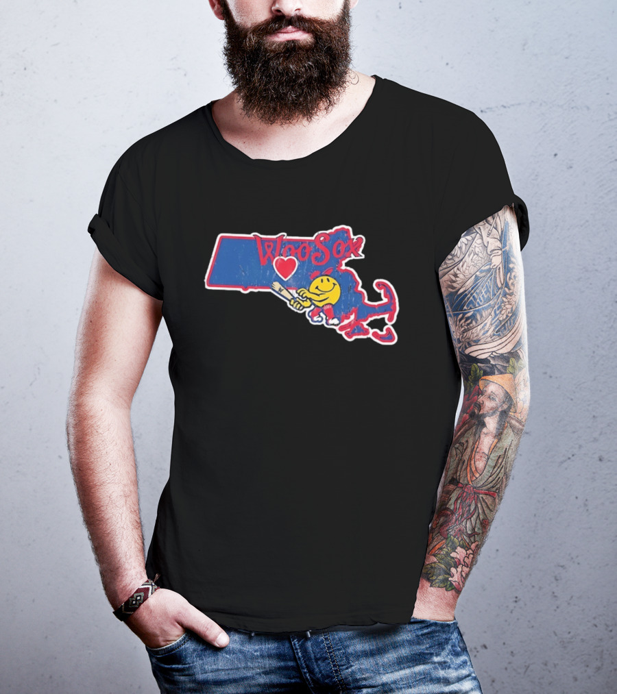 WooSox Massachusetts Heart Baseball Distressed T-Shirt
