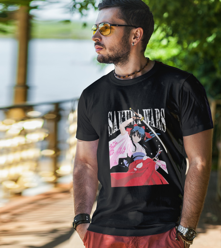 Sakura Wars Distressed Anime Samurai Girl With Katana T-Shirt