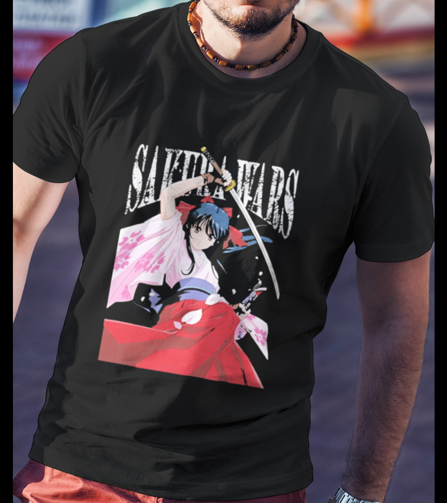 Sakura Wars Distressed Anime Samurai Girl With Katana T-Shirt