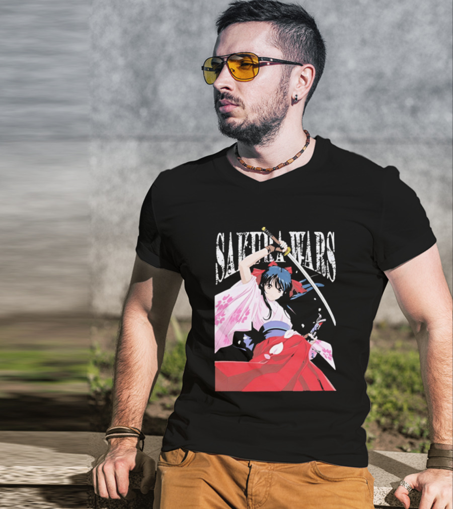 Sakura Wars Distressed Anime Samurai Girl With Katana T-Shirt