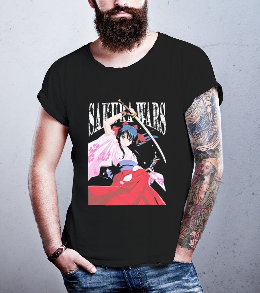 Sakura Wars Distressed Anime Samurai Girl With Katana T-Shirt