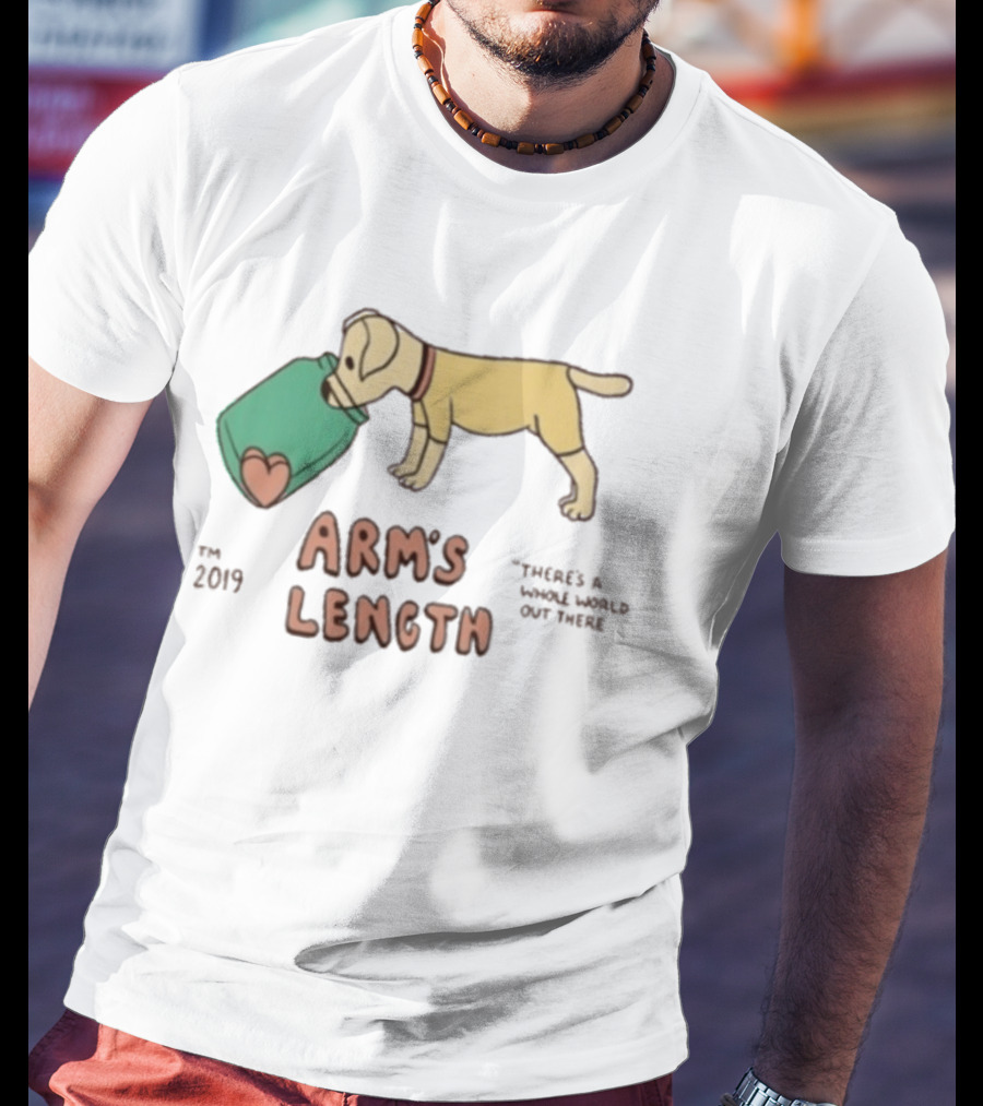 Arm's Length 2019 Dog With Jar There's A Whole World Out There T-Shirt