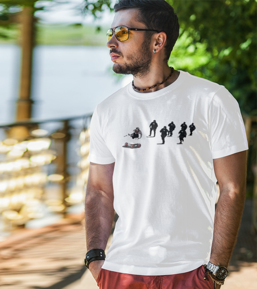 Ice Protest Vikings Silhouettes On Skates With Red Barrels T-Shirt