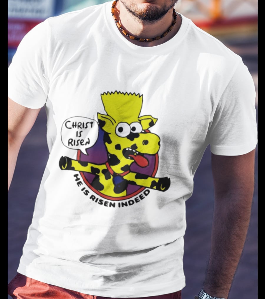 Christ Is Risen He Is Risen Indeed Simpson Cow Cartoon T-Shirt