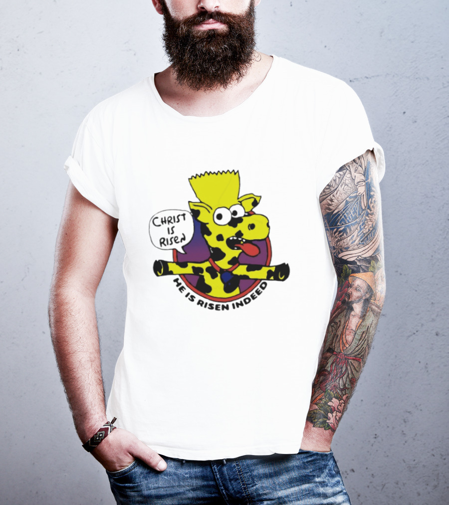 Christ Is Risen He Is Risen Indeed Simpson Cow Cartoon T-Shirt