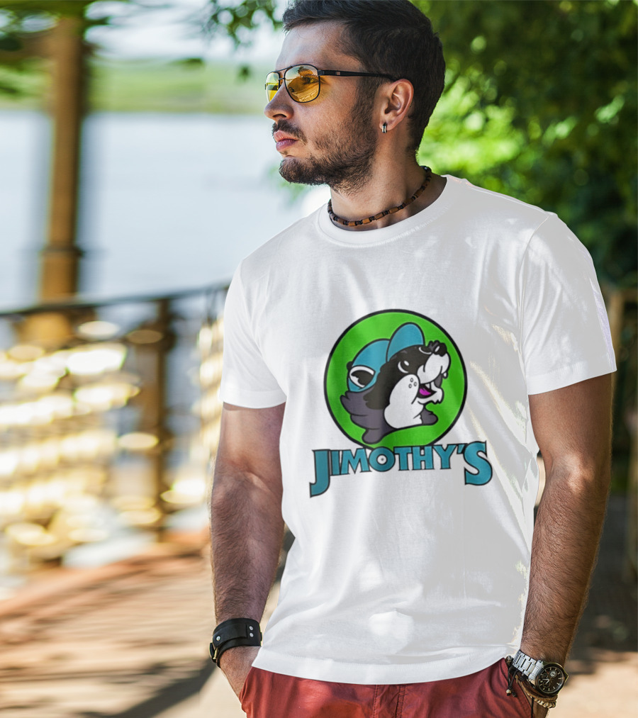 Jimothy's Cartoon Hat Character In Green Circle T-Shirt