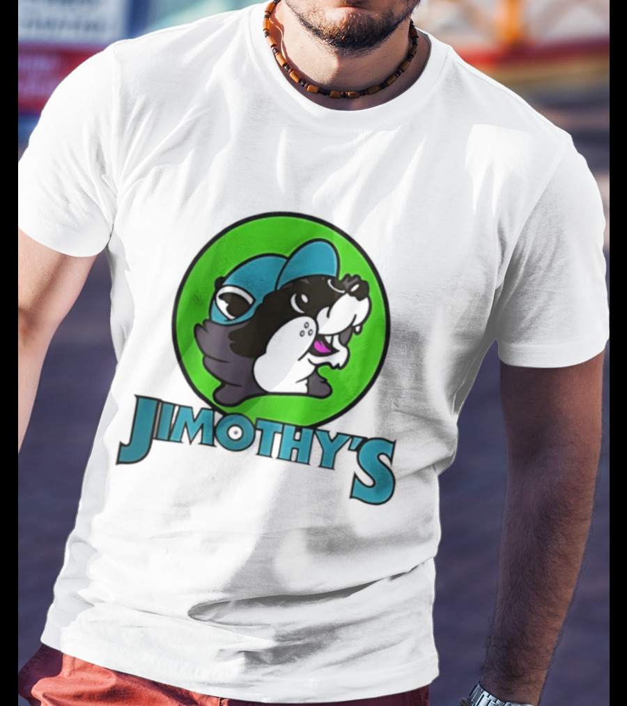 Jimothy's Cartoon Hat Character In Green Circle T-Shirt