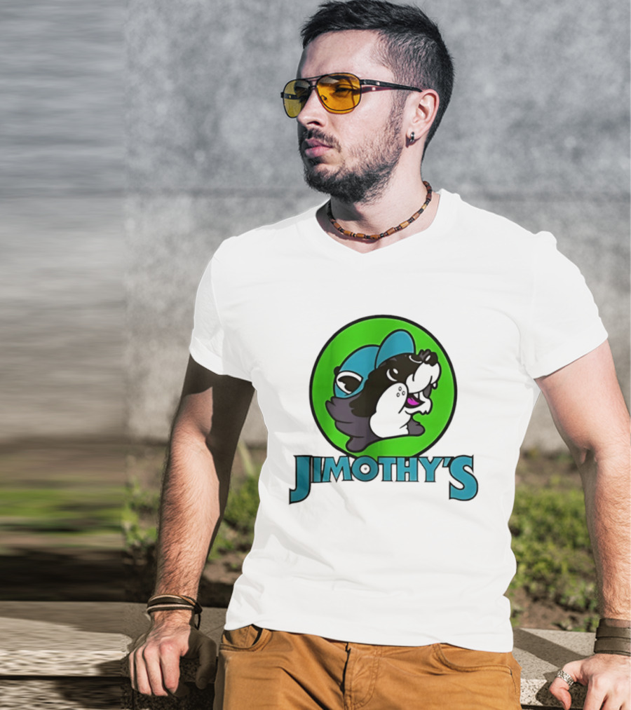 Jimothy's Cartoon Hat Character In Green Circle T-Shirt