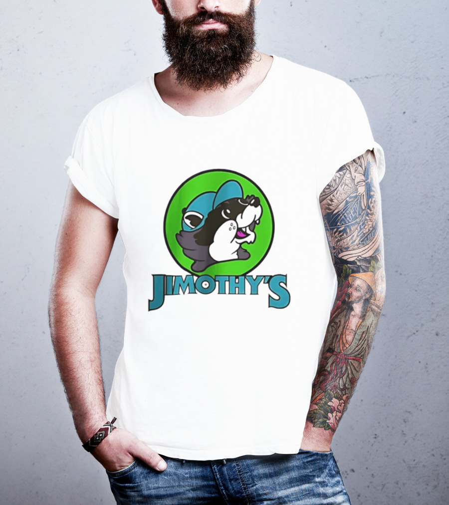 Jimothy's Cartoon Hat Character In Green Circle T-Shirt