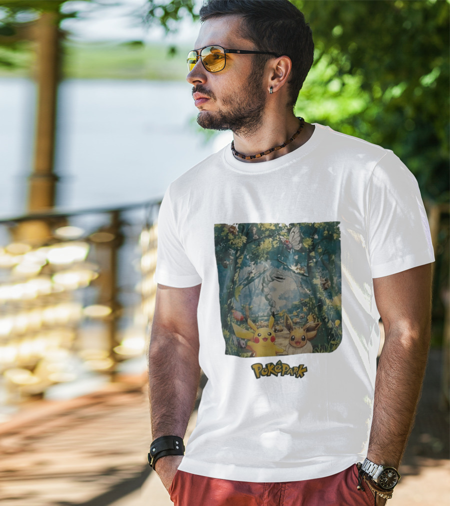 Pikachu Eevee PokéPark Kanto Forest Onix Butterfree Scene T-Shirt