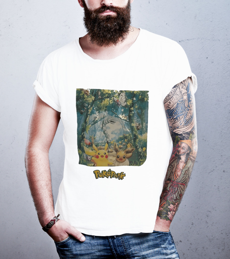 Pikachu Eevee PokéPark Kanto Forest Onix Butterfree Scene T-Shirt