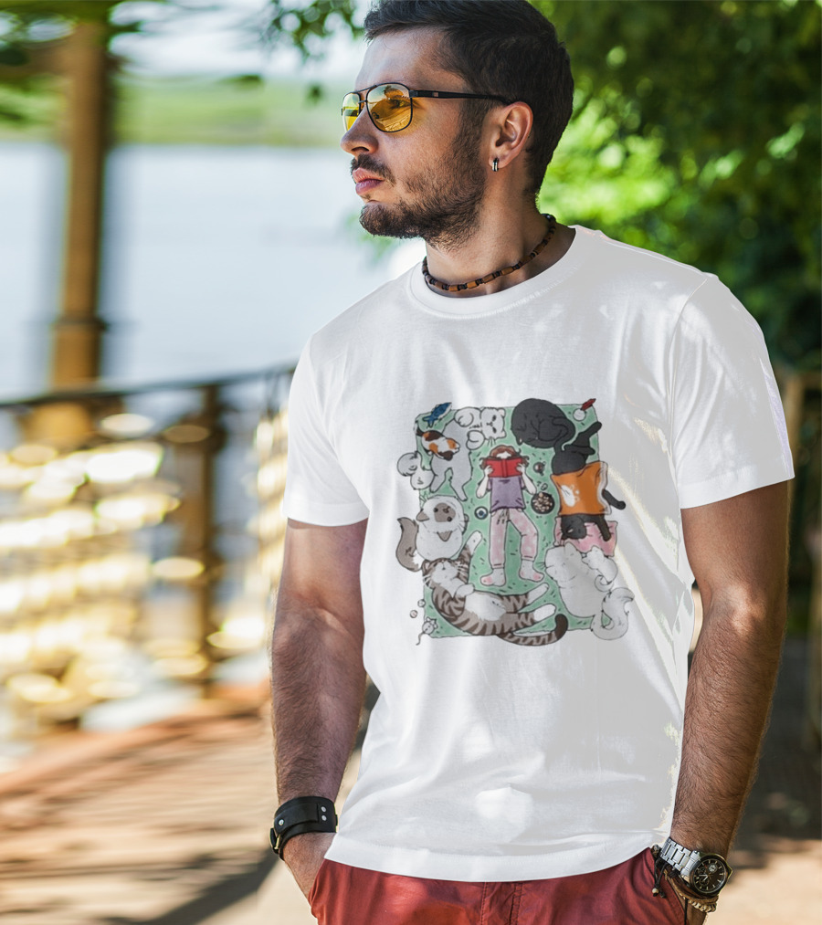 Lilsimsie Cozy Reading Party With Cats Playing And Lounging T-Shirt