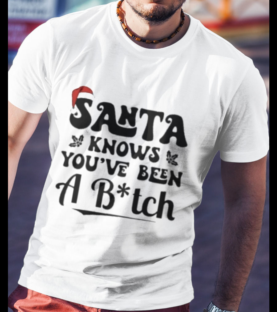 Santa Knows You've Been A B*tch Red Hat Holiday Humor T-Shirt