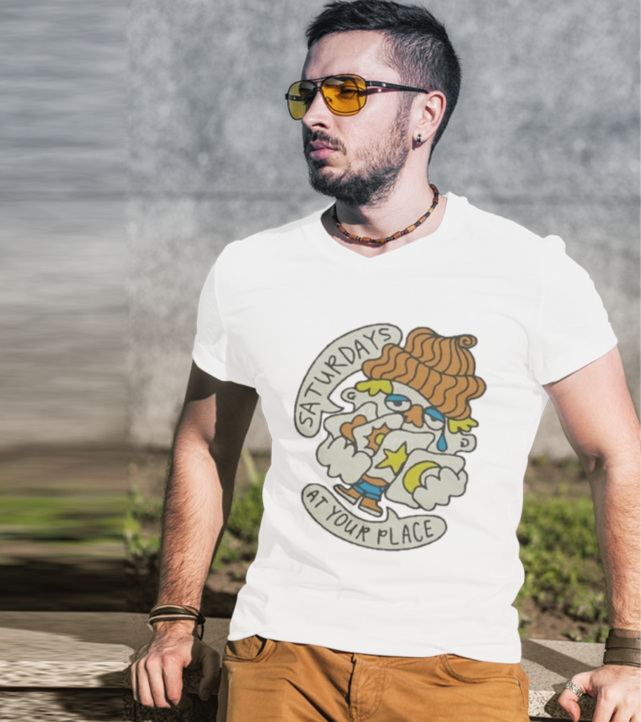 Saturdays At Your Place Cartoon Character With Beanie T-Shirt