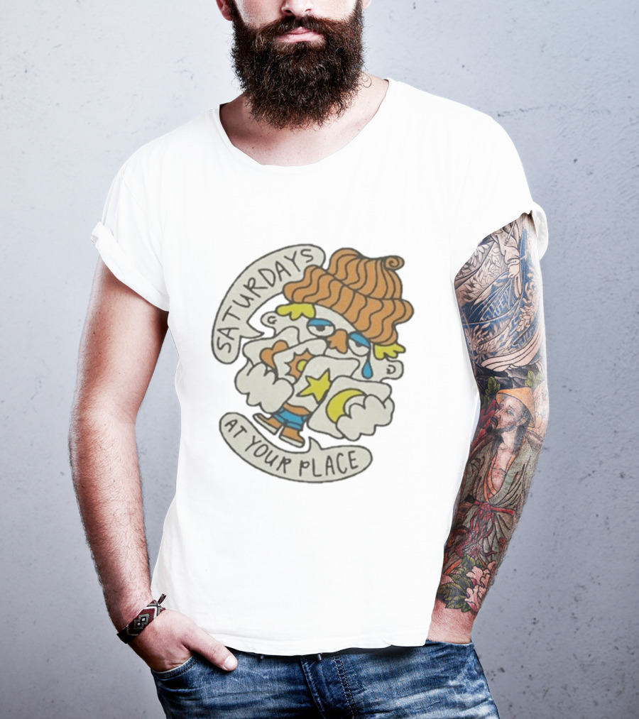 Saturdays At Your Place Cartoon Character With Beanie T-Shirt