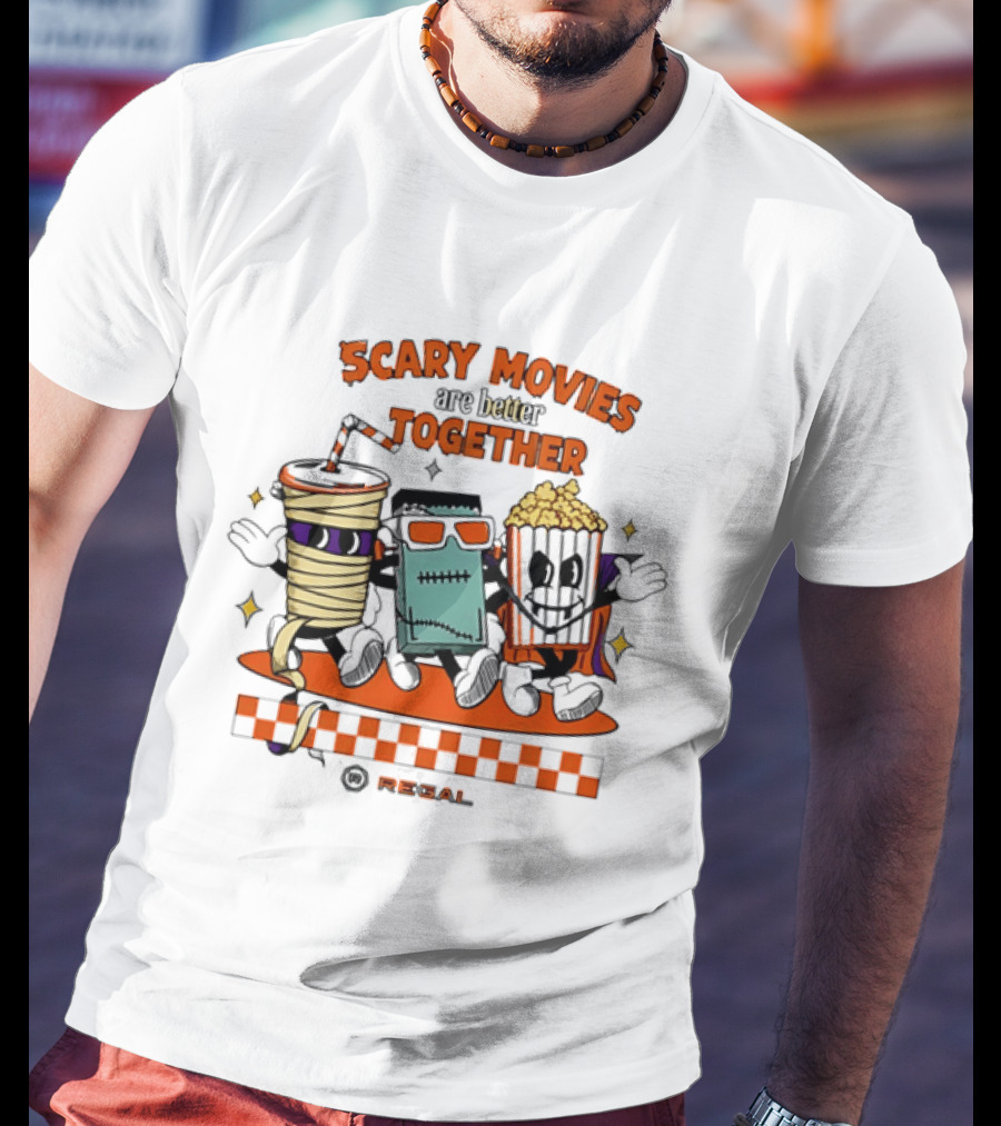 Scary Movies Are Better Together Halloween Snack Monsters Regal T-Shirt