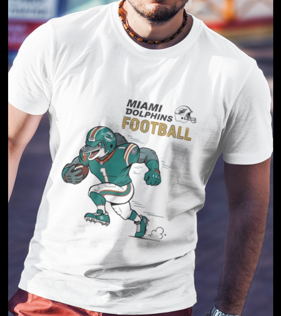 Miami Dolphins Aqua Rush Football Helmet Player T-Shirt