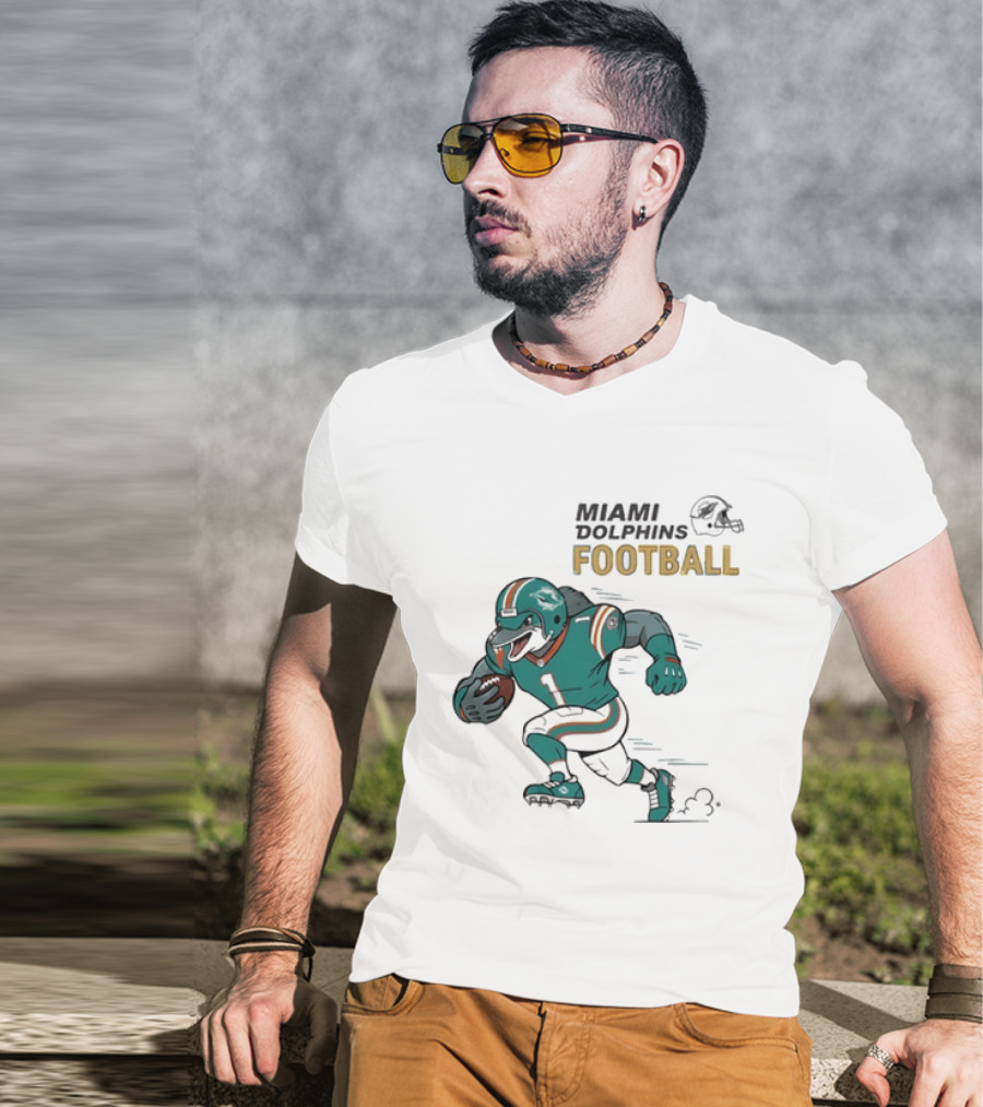 Miami Dolphins Aqua Rush Football Helmet Player T-Shirt