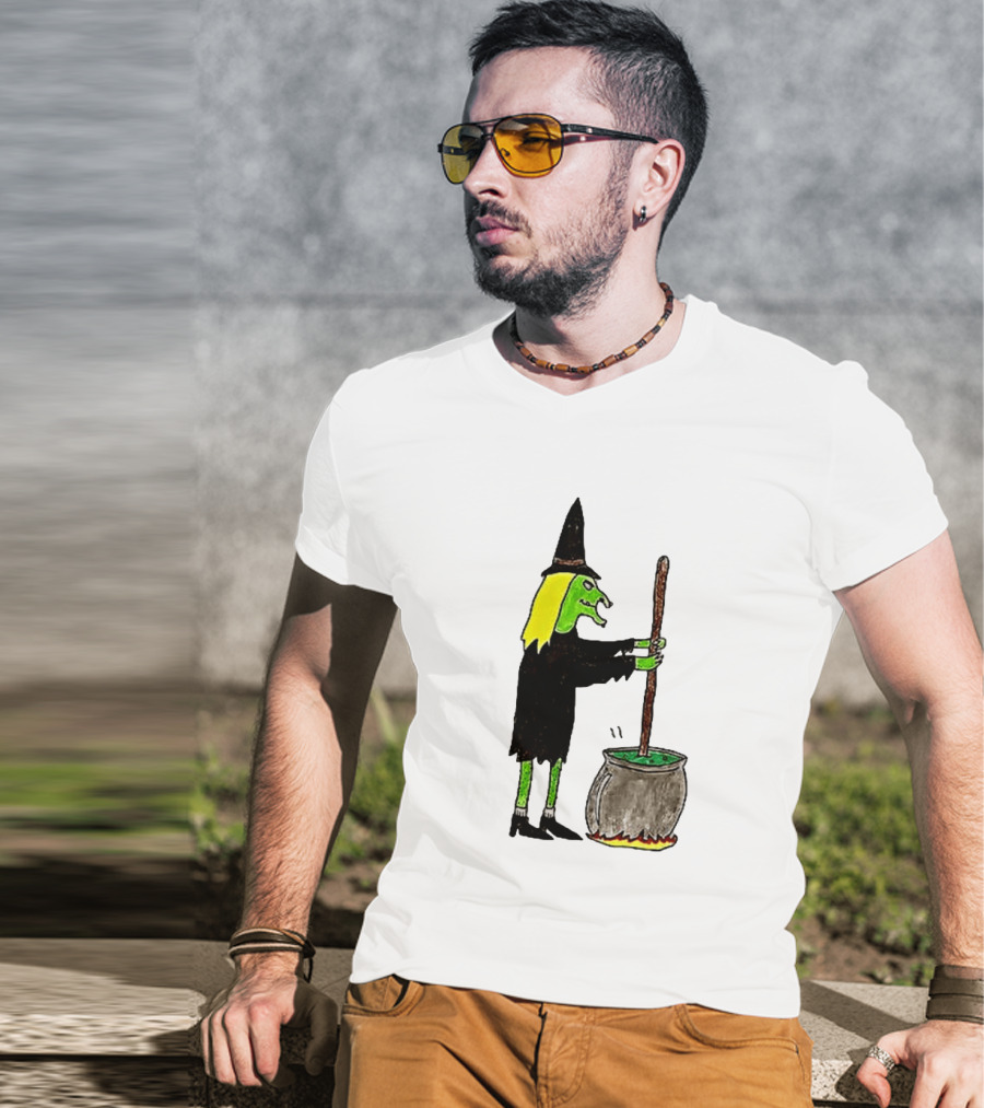 Witch Stirring Cauldron Soup Season Halloween Magic T-Shirt