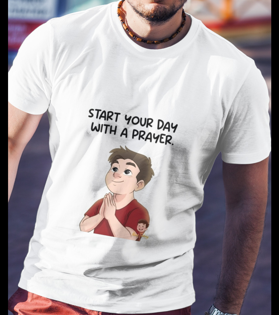 Start Your Day With A Prayer Cartoon Boy T-Shirt
