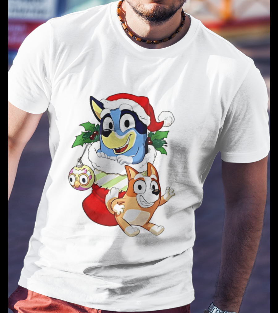 Bluey Christmas Stocking Stuffer Pups Bingo Holiday T-Shirt