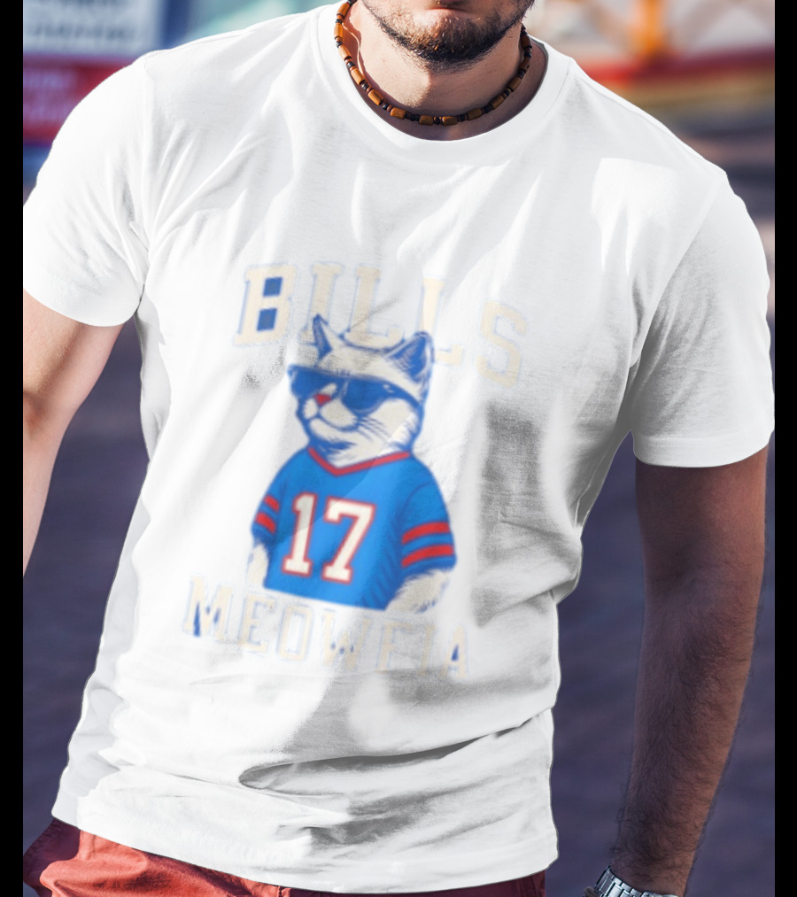 Bills Meowfia Cat 17 Jersey Buffalo Fan Football Sports T-Shirt