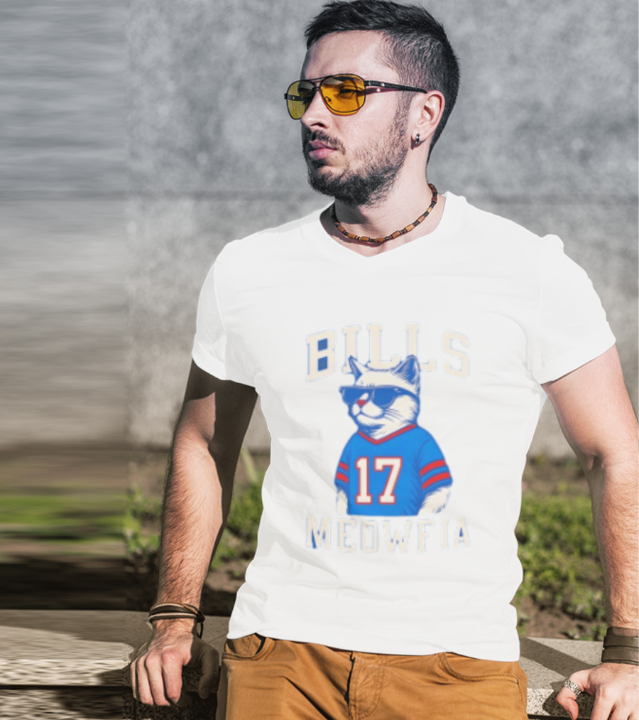 Bills Meowfia Cat 17 Jersey Buffalo Fan Football Sports T-Shirt