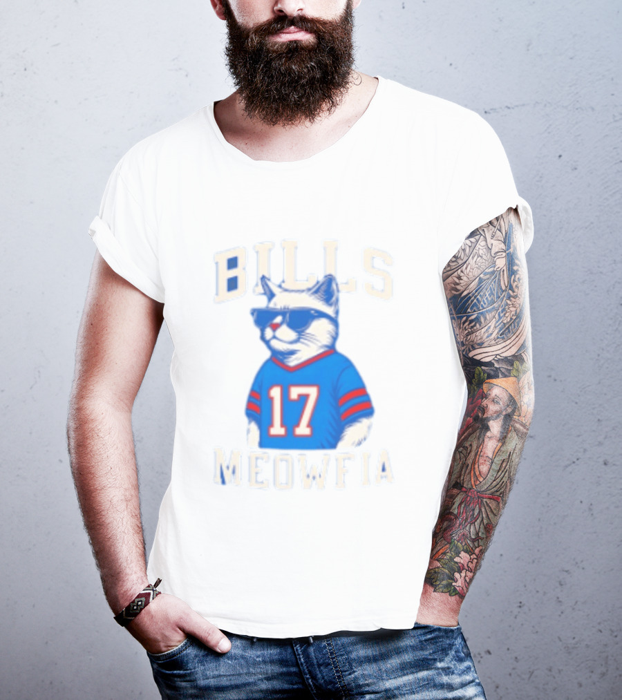 Bills Meowfia Cat 17 Jersey Buffalo Fan Football Sports T-Shirt