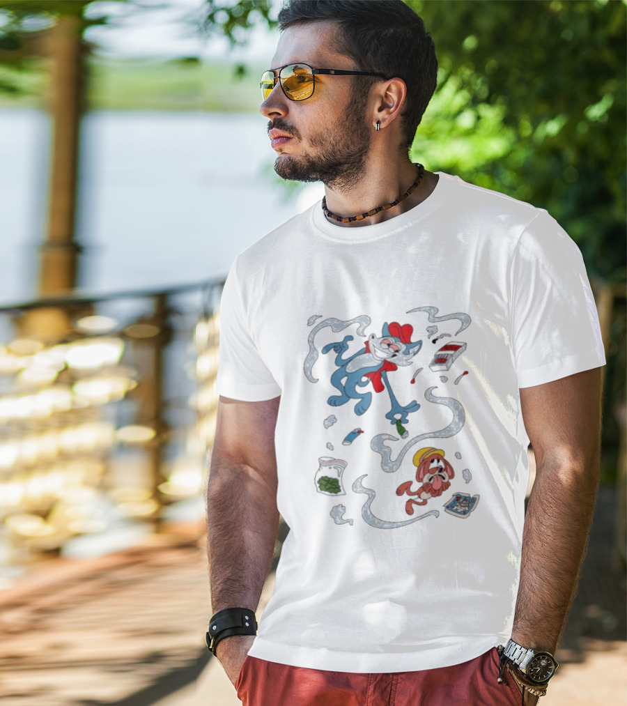 Original Ls Mark Catching Up Episode 2 Cartoon Characters With Smoke And Comic Effects T-Shirt