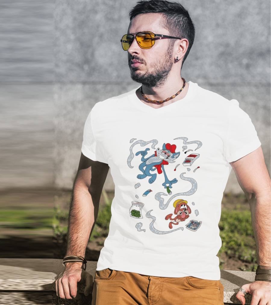 Original Ls Mark Catching Up Episode 2 Cartoon Characters With Smoke And Comic Effects T-Shirt
