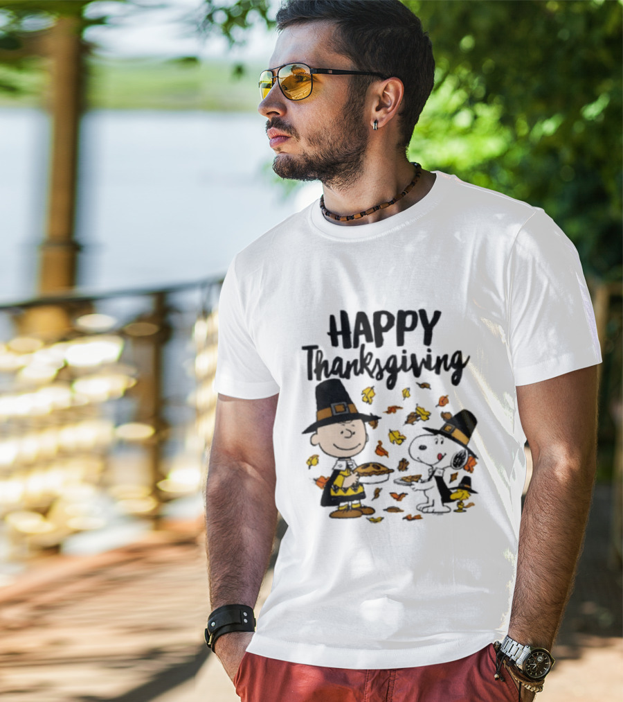 Happy Thanksgiving Peanuts Charlie Brown Snoopy Woodstock T-Shirt