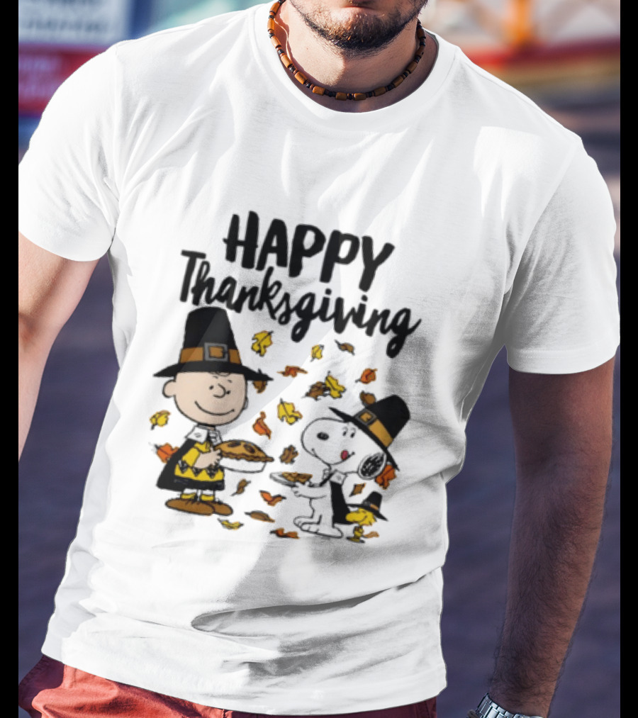 Happy Thanksgiving Peanuts Charlie Brown Snoopy Woodstock T-Shirt