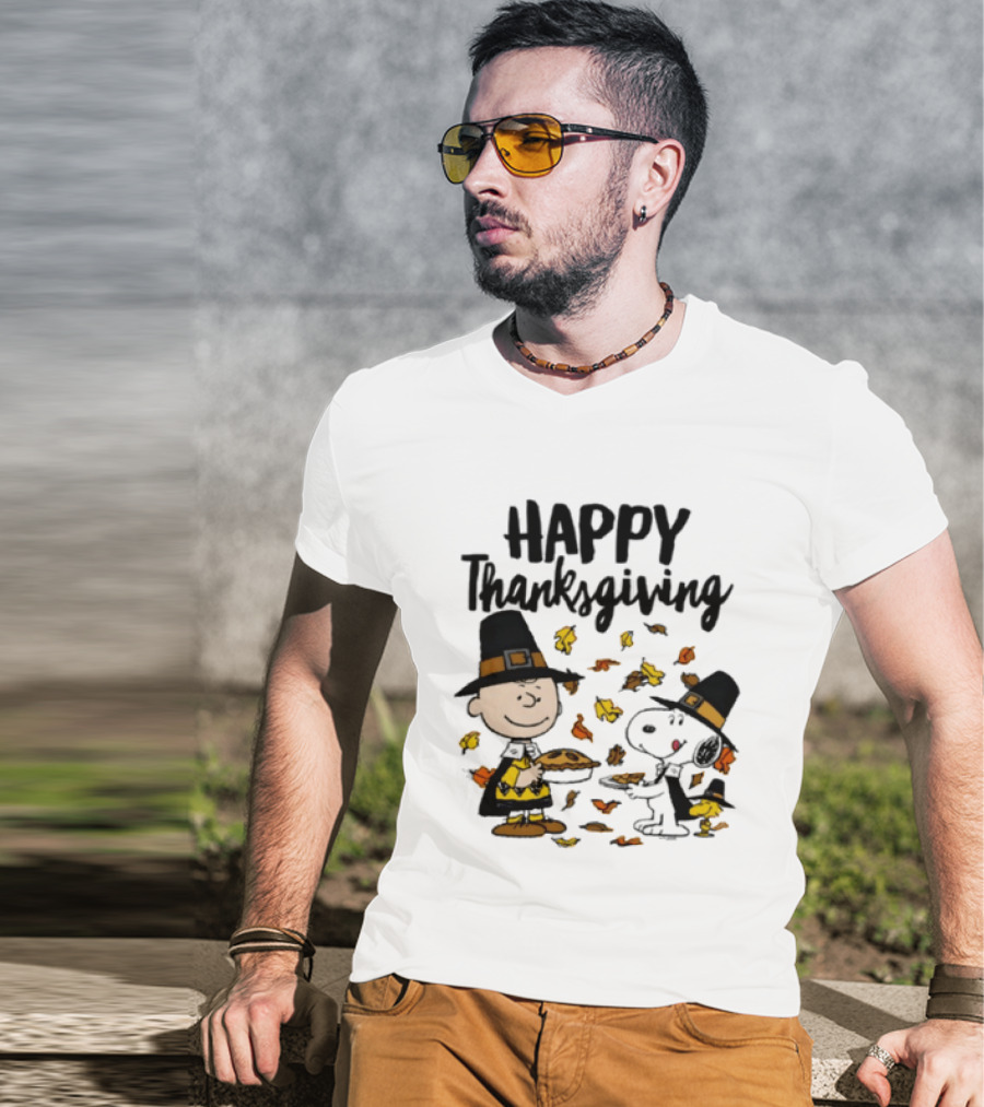 Happy Thanksgiving Peanuts Charlie Brown Snoopy Woodstock T-Shirt