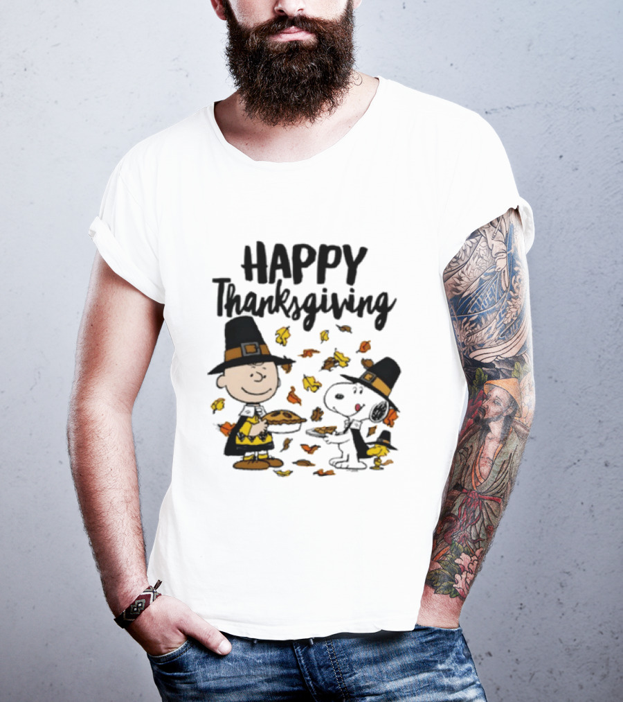 Happy Thanksgiving Peanuts Charlie Brown Snoopy Woodstock T-Shirt
