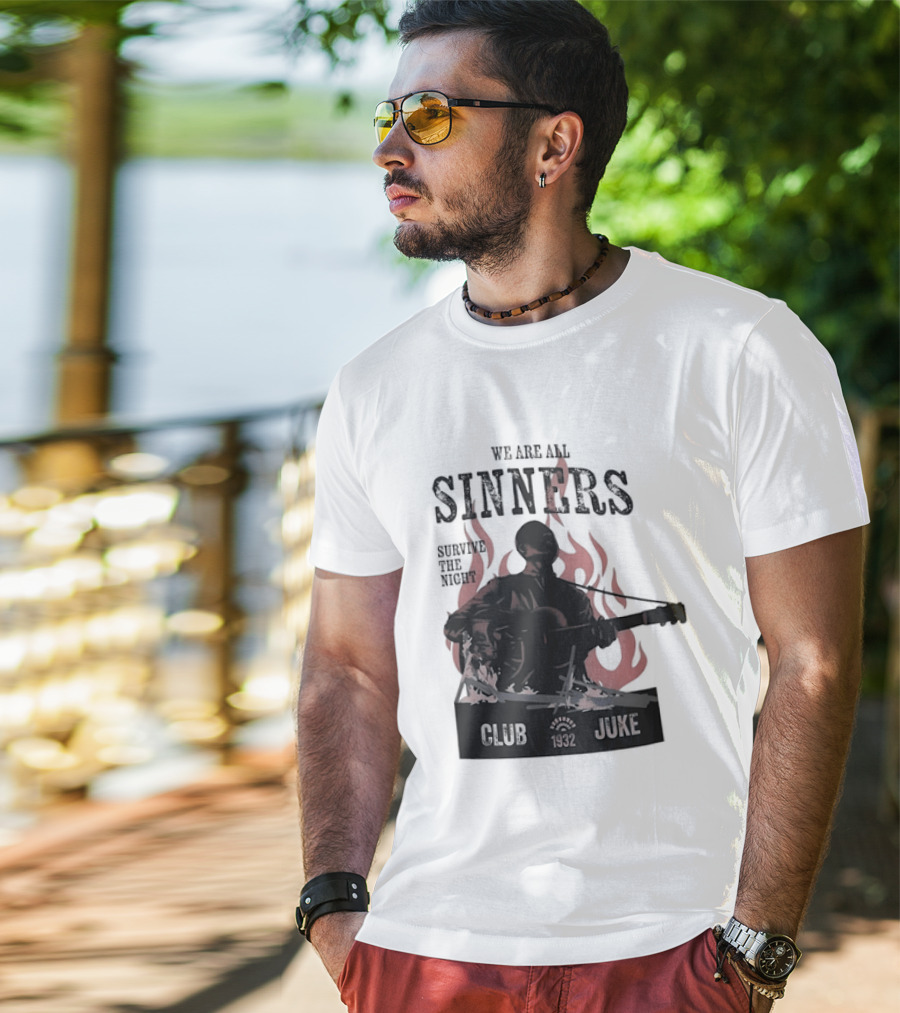 We Are All Sinners Survive The Night Club 1932 Juke Flames Guitar T-Shirt