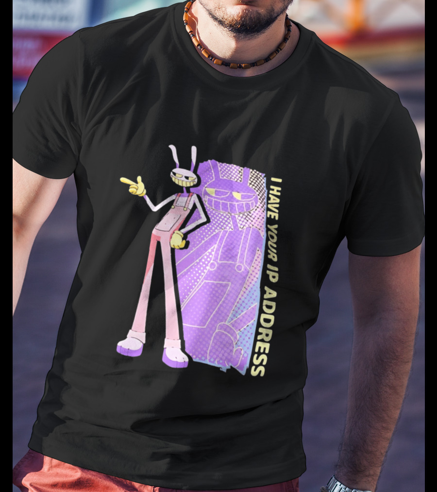 Jax I Have Your IP Address Meme Character In Overalls T-Shirt