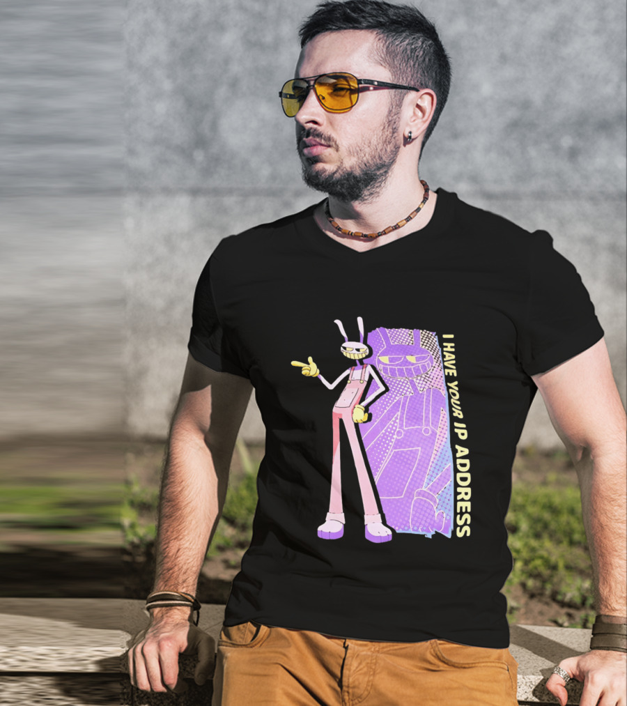 Jax I Have Your IP Address Meme Character In Overalls T-Shirt