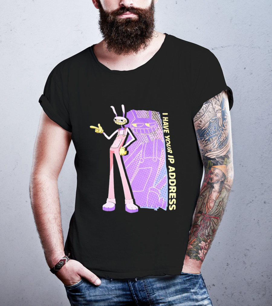 Jax I Have Your IP Address Meme Character In Overalls T-Shirt