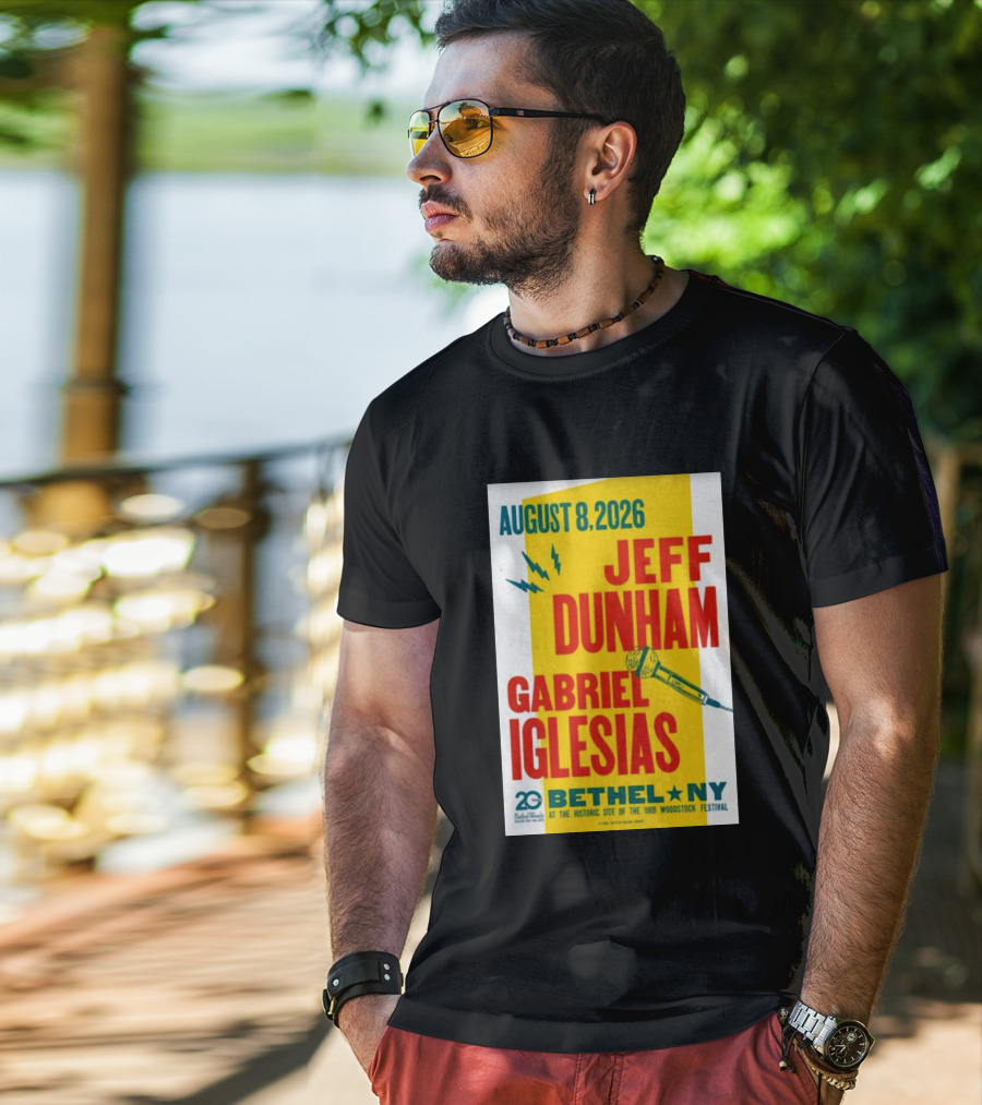 August 8 2026 Jeff Dunham Gabriel Iglesias Bethel Ny At The Historic Site Of The 1969 Woodstock Festival T-Shirt