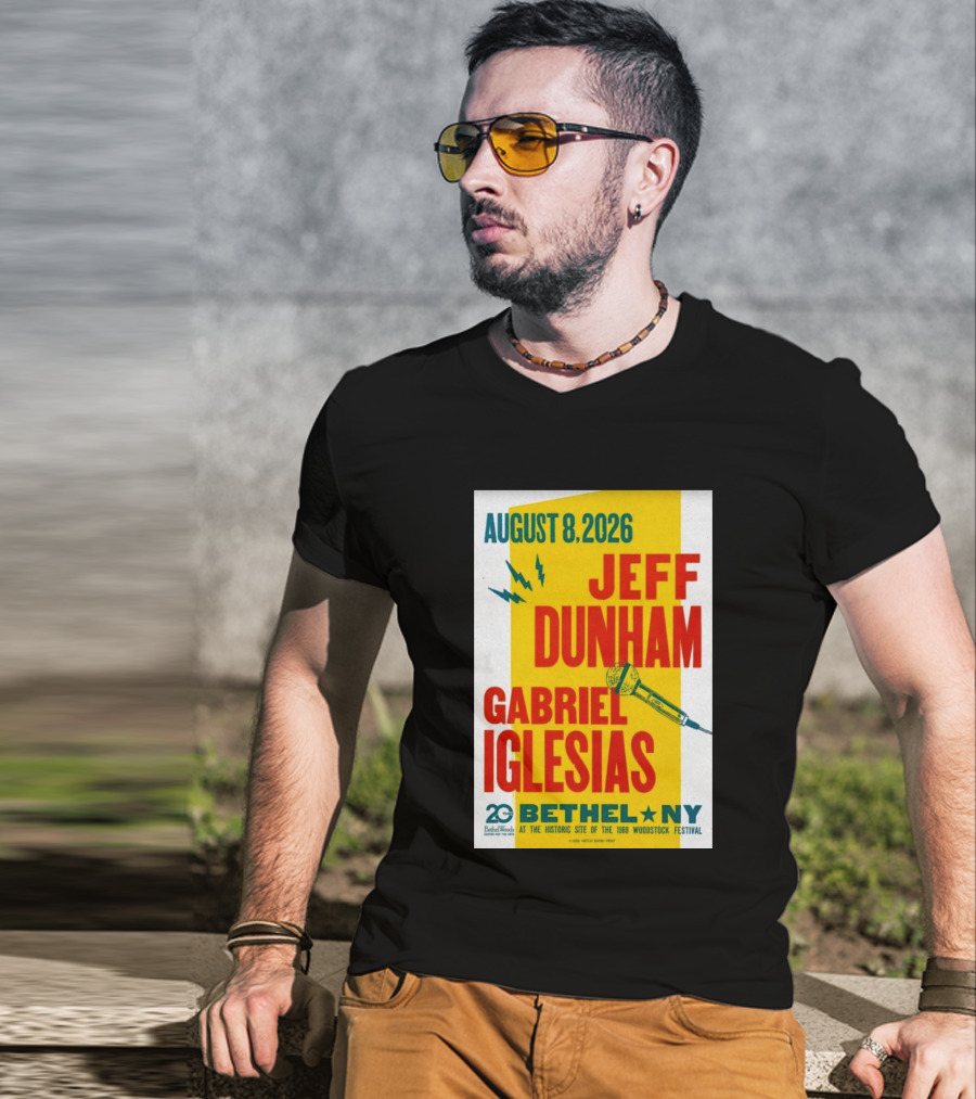 August 8 2026 Jeff Dunham Gabriel Iglesias Bethel Ny At The Historic Site Of The 1969 Woodstock Festival T-Shirt