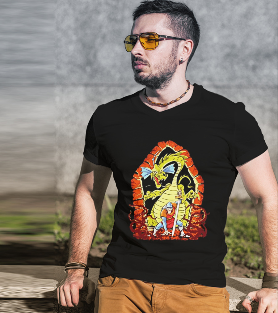 Dirk The Daring Dragon Lair Knights Sword Battle Fantasy Quest Video Game Adventure T-Shirt