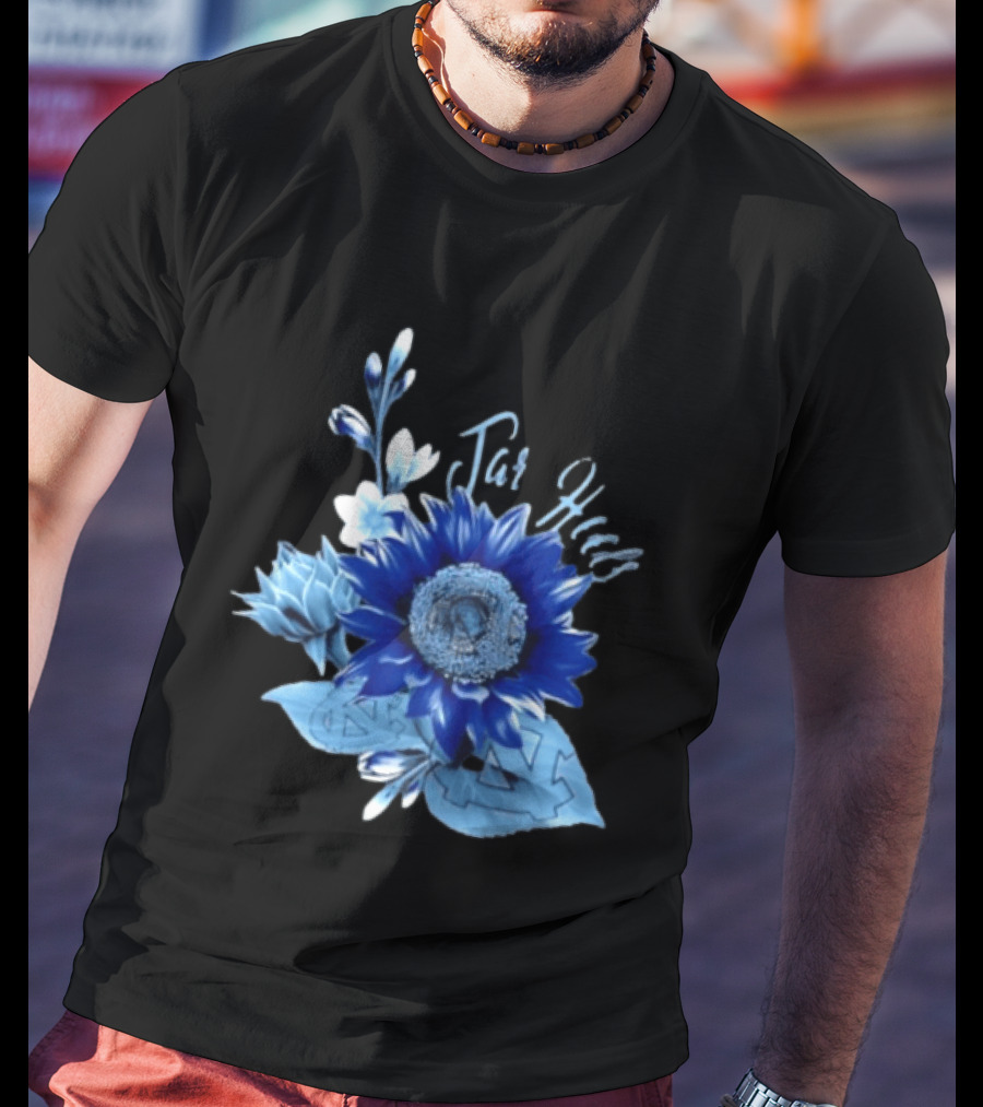 North Carolina Tar Heels Sunflower Floral Football T-Shirt