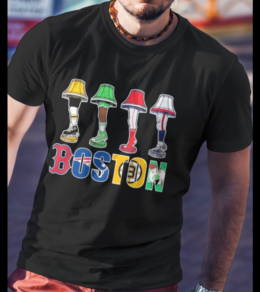 Original Boston Sports Teams Legs Lamp Parody 2025 Fenway Celtics Patriots Bruins Red Sox T-Shirt