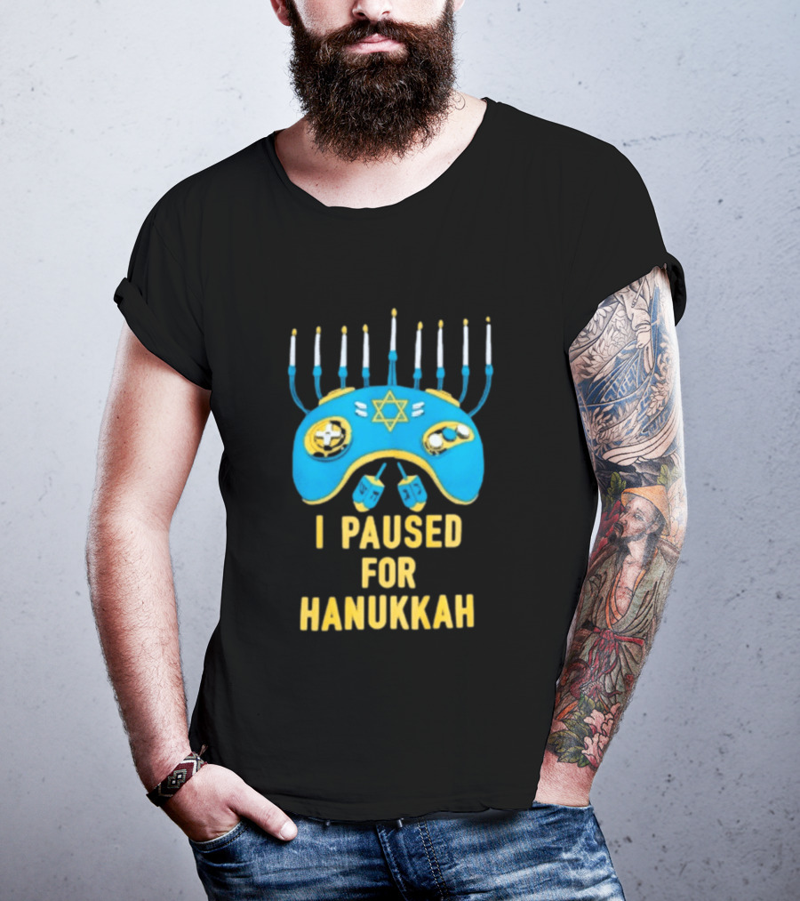 I Paused For Hanukkah Menorah Gaming Controller Star Of David T-Shirt