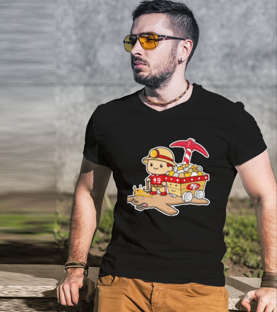 San Francisco 49ers Stop The Cardiac Bears Miner Character With Pickaxe And Cart T-Shirt