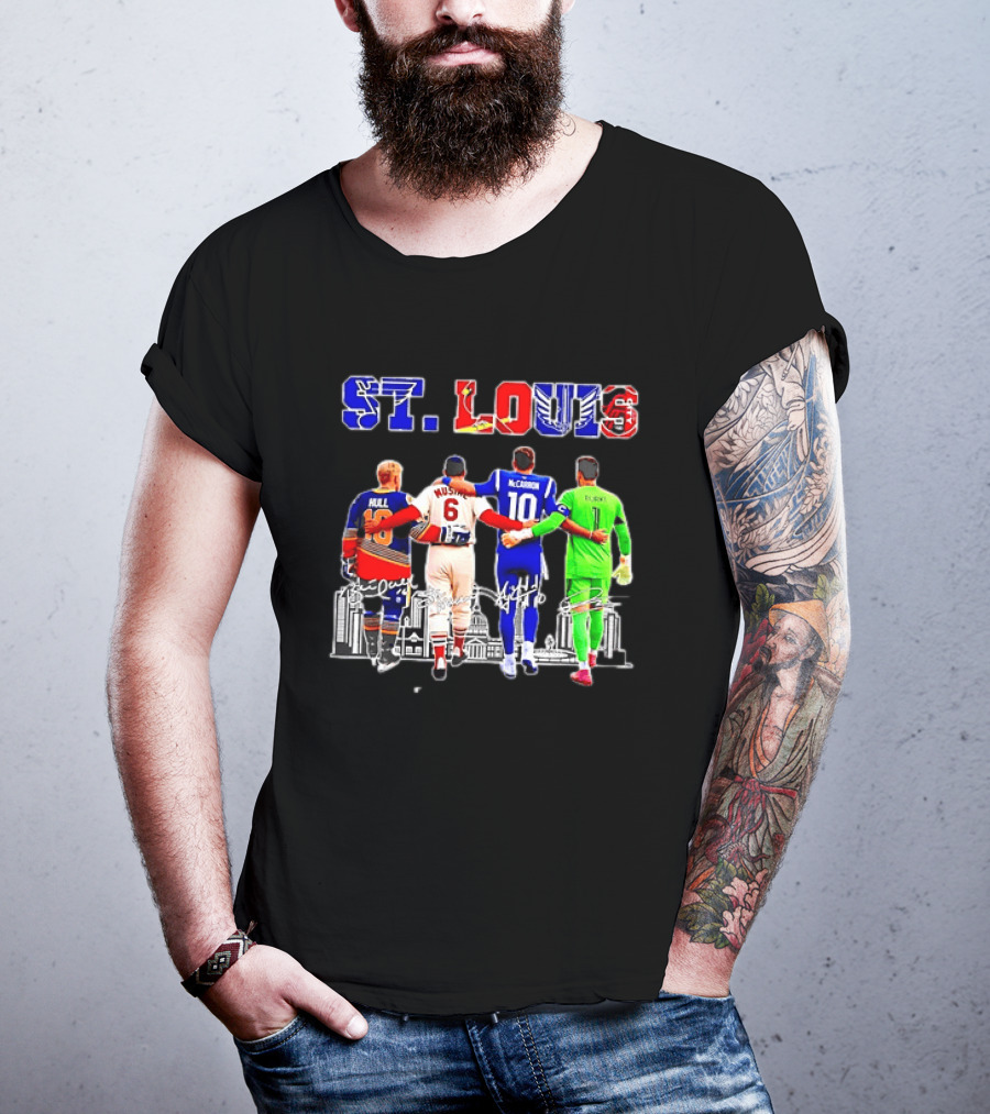 St Louis Hull Musial McCarron Berube Sports Team Players United Iconic City Skyline T-Shirt